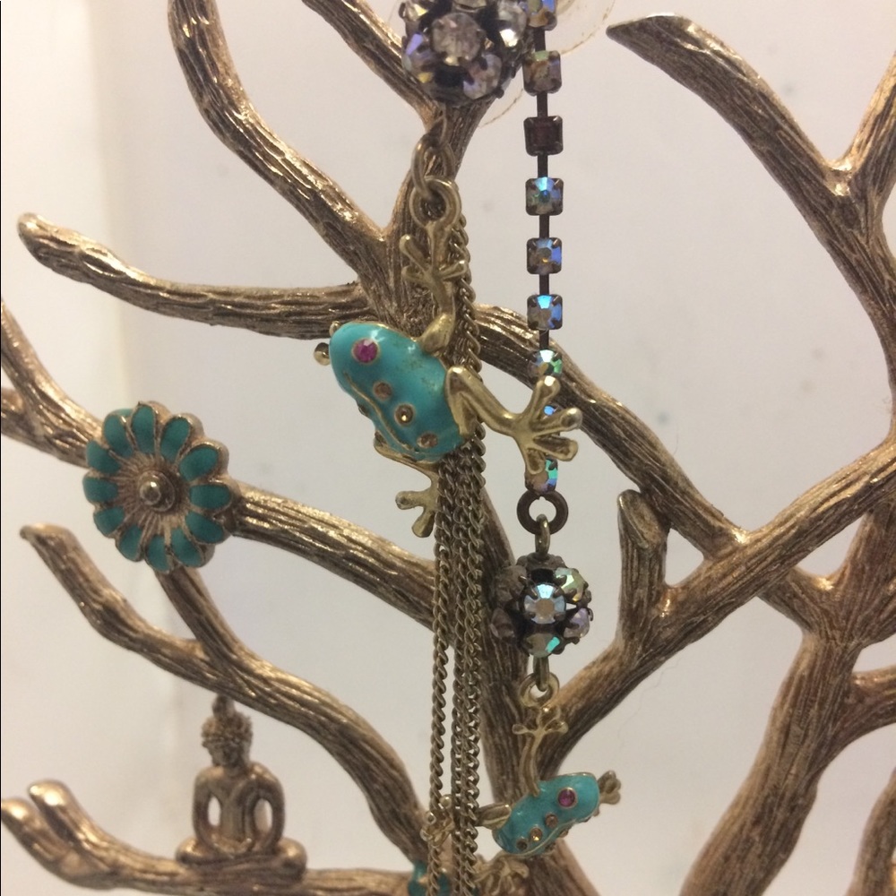 Betsey Johnson Frog Asymmetrical Earrings